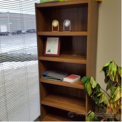 Oak Veneer 71 in. 5 Shelf Book Case with Adjustable Shelves